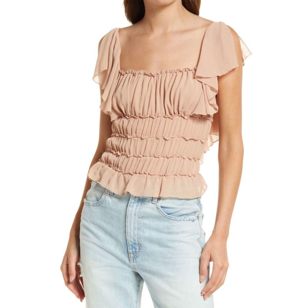 Free People Womens Juliet Ruffle Bodysuit Small Antique Shell - NWT